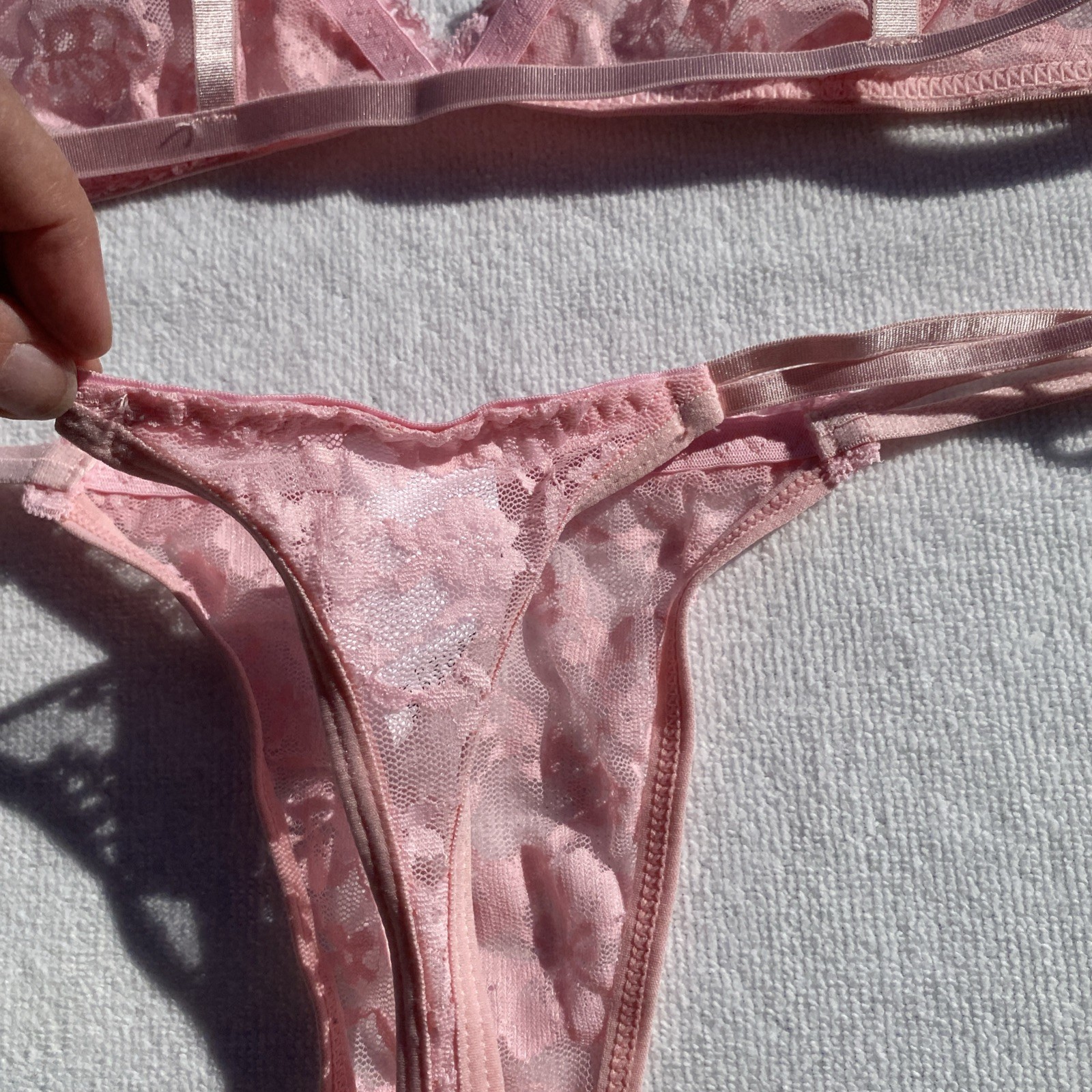 Small Pink Stretch Lace Bra & Panty Set
