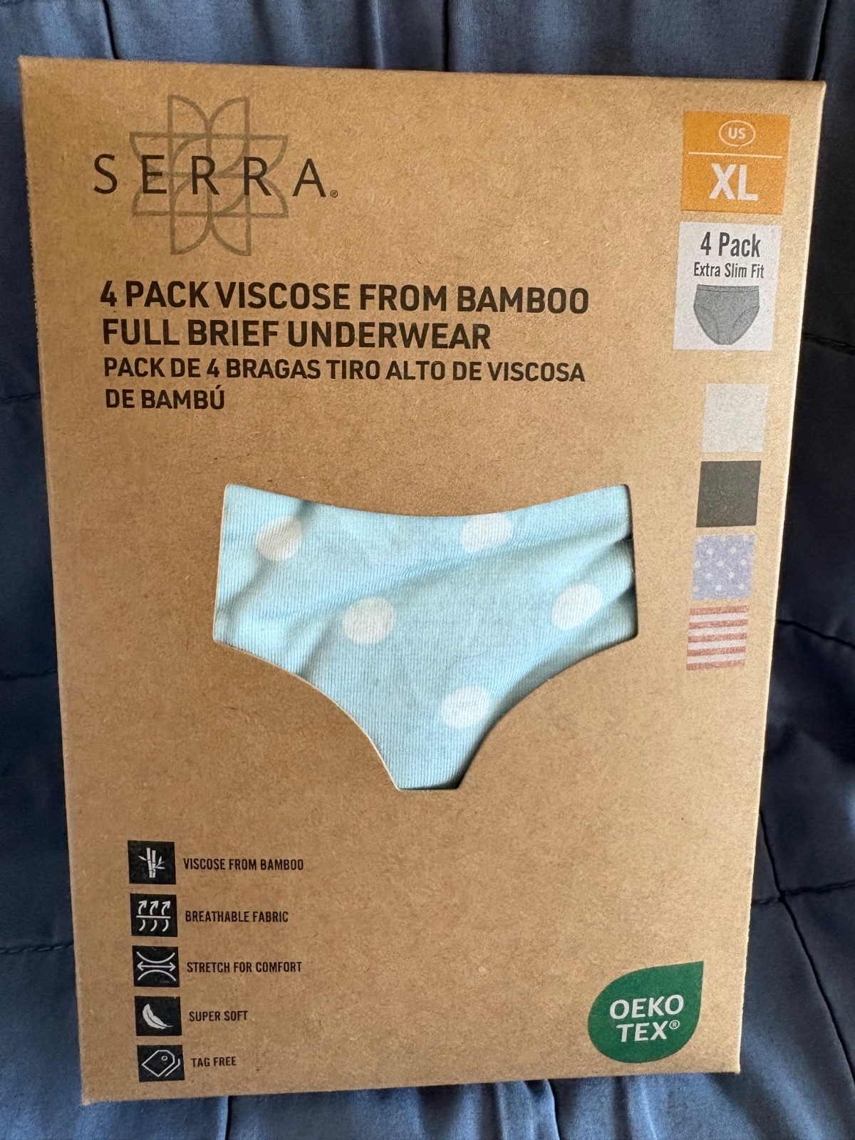SERRA ALDI 4 PK VISCOSE BAMBOO FULL BRIEF UNDERWEAR WOMEN SIZE XL – NEW IN BOX