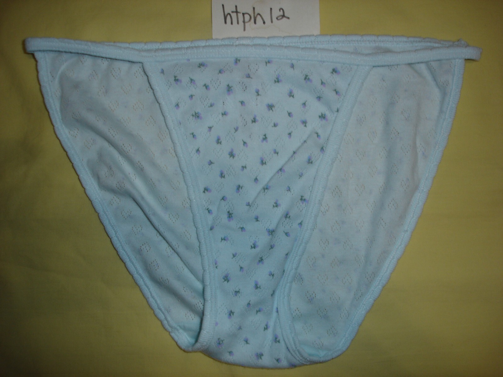 NWT New Victoria’s Secret Pink Soft Cotton Blue Flower String Bikini M Panties