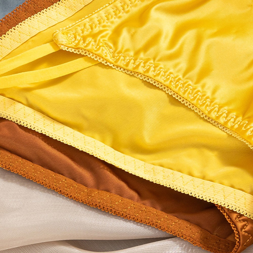 Satin Ice Silk Seamless Low Waist Women Underwear Slim Straps Breathable Fabric