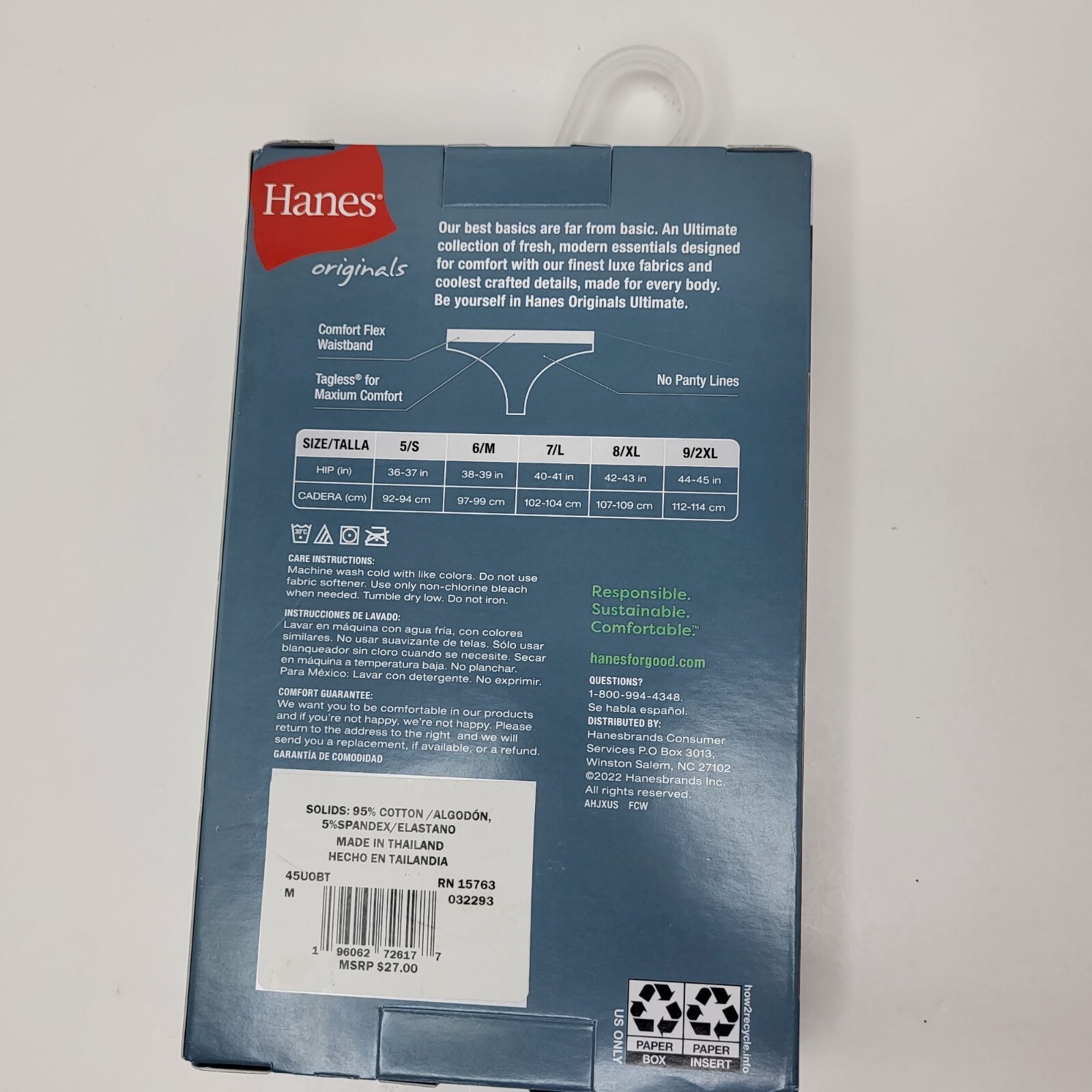 NWT HANES Womens 3 Pk Ultimate Stretch Cotton Thong Panty – Red,White,Black – 6M