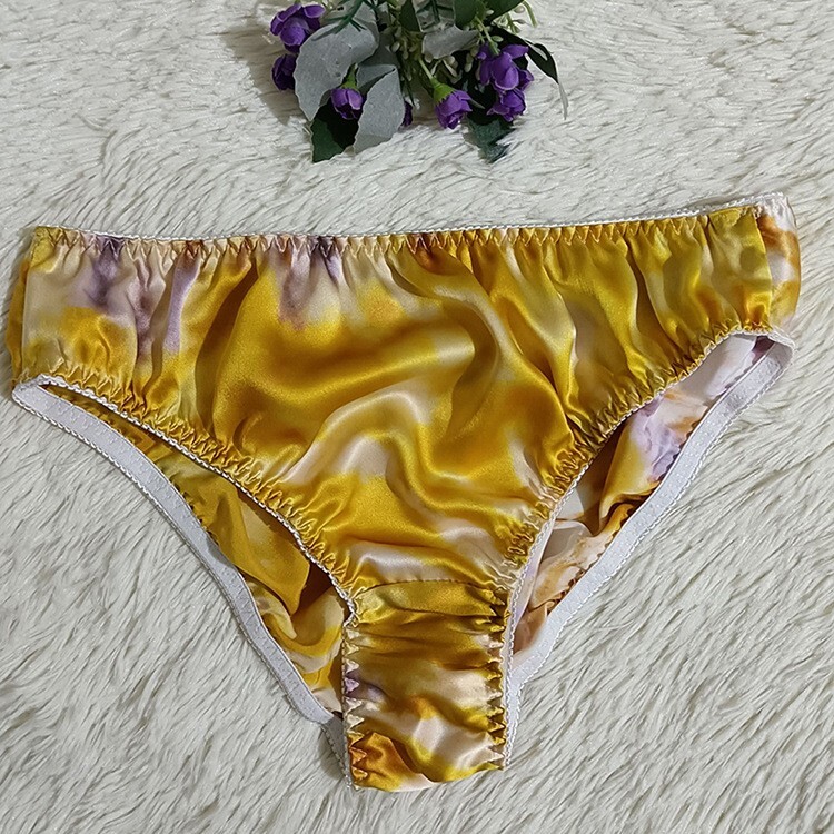 100%silk Print High Waist Panties Underwear Plus Breathable Triangular Underwear