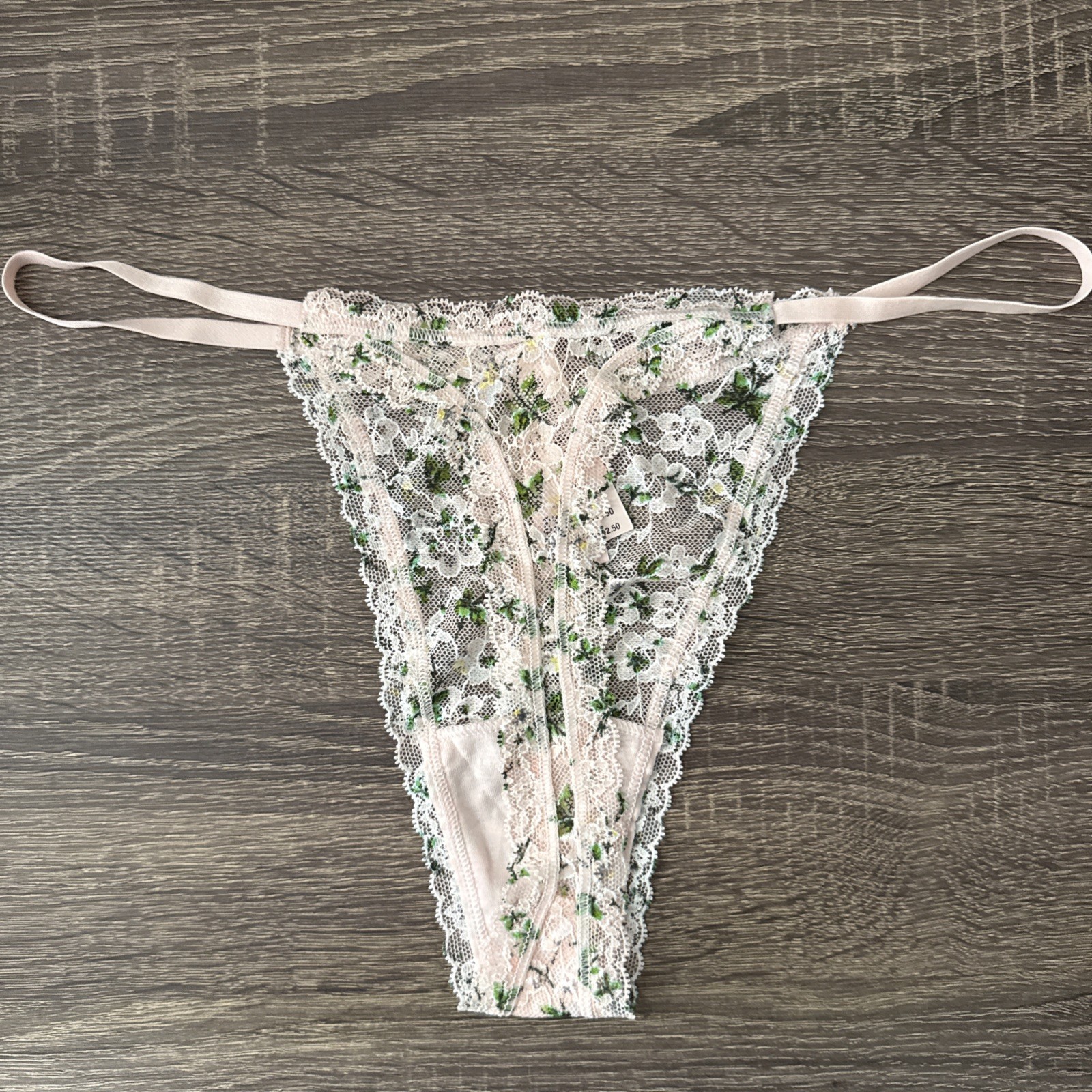 Victoria’s Secret Large Light, Pink Floral Lace String, Thong Panties