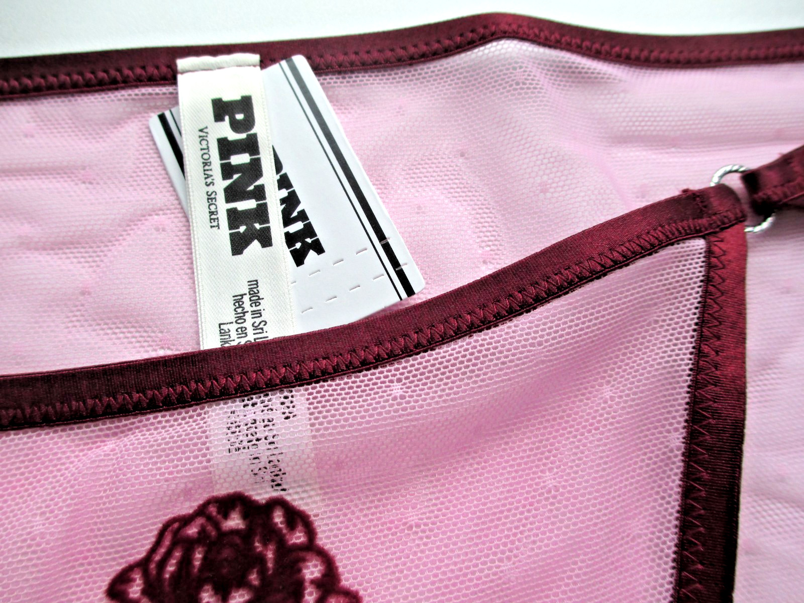 VICTORIA’S SECRET PINK Wink Cheeky Panty M L Velvet Rose NWOT Pink Mesh VS