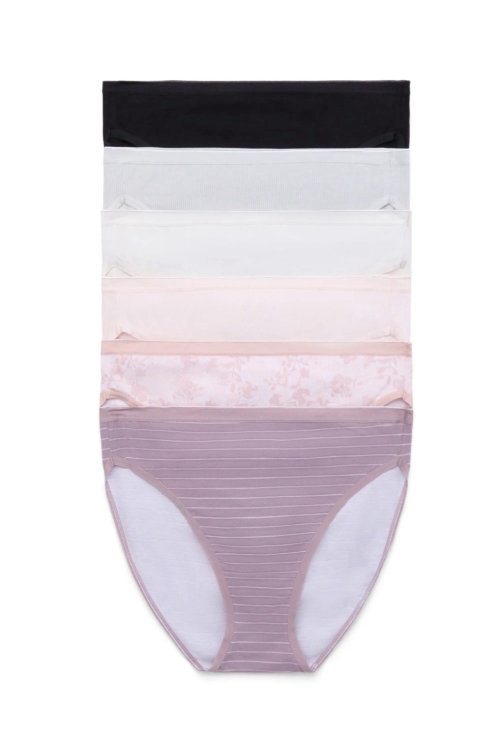 Joyspun Women’s Cotton-Blend Hi-Cut Bikini Panties, 6-Pack, Sizes S-XXXL