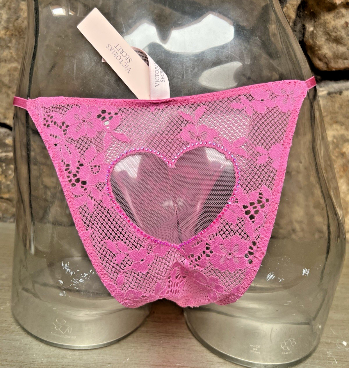 Victoria’s Secret Dream Angels BLING HEART Brazilian Panty Sz XL Pink NWT$18.95
