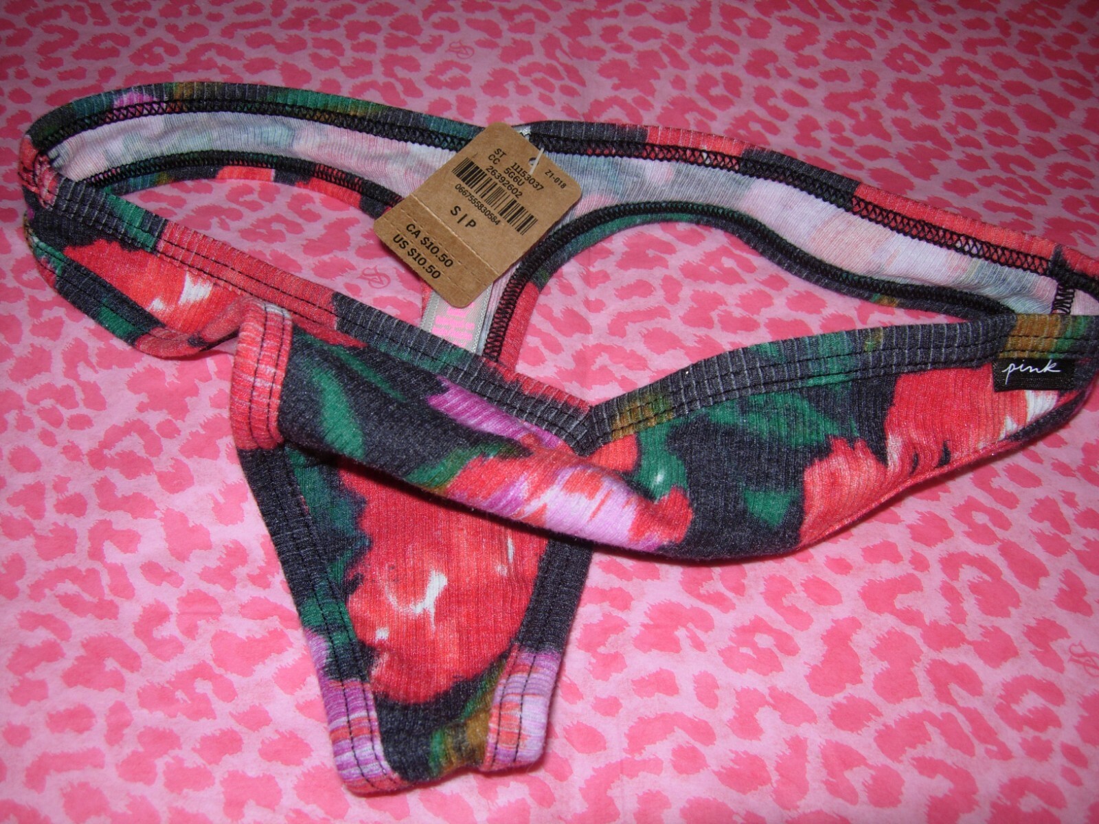 Victoria’s Secret PINK Sexy Thong String V-Cut LOGO Floral S L NWT