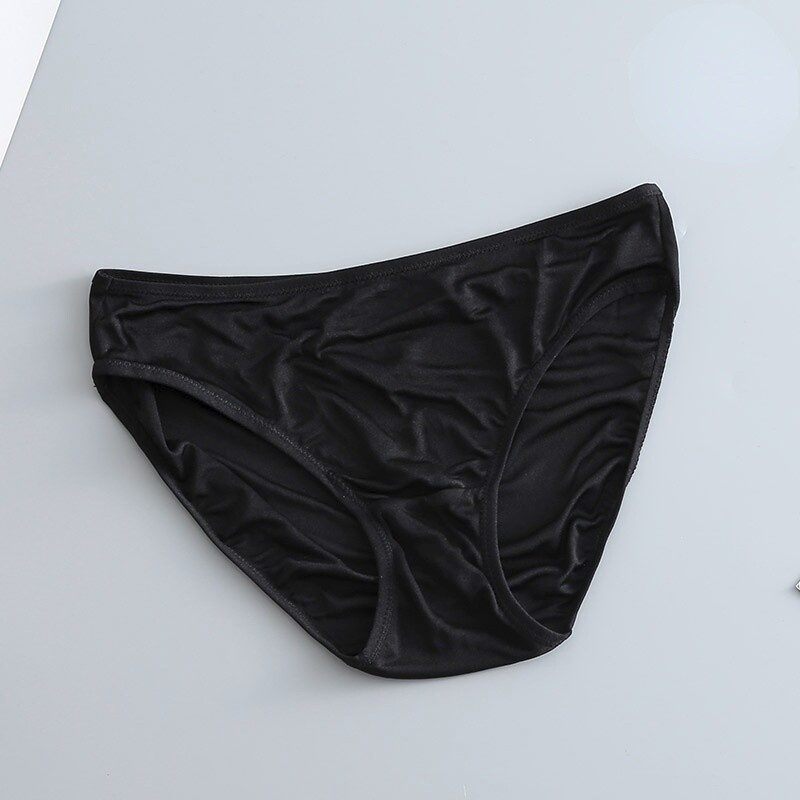 2 Pairs Women Silk Panties Briefs Lingerie Knickers Underwear Solid Comfy Soft