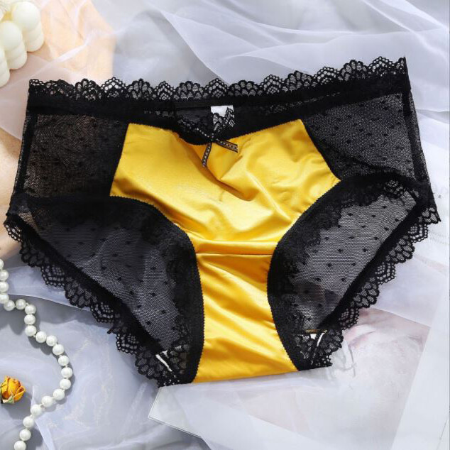 1 or 5 Pack Lot Women Vintage Lace Sheer Panties Satin Black Underwear Lingeries