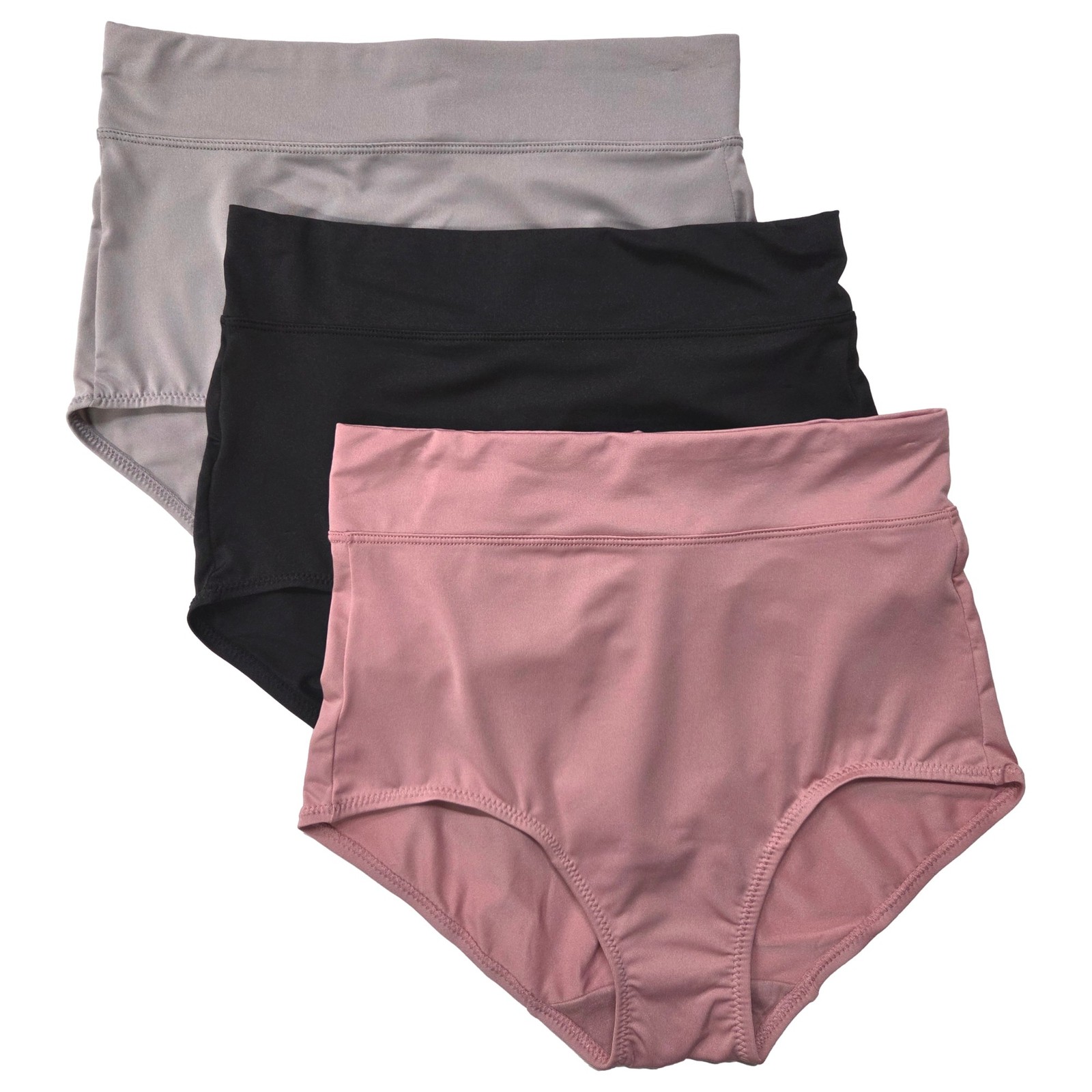 Warners Womens 3pc Microfiber Dig Free Comfort Waist Brief Panty Set Pink