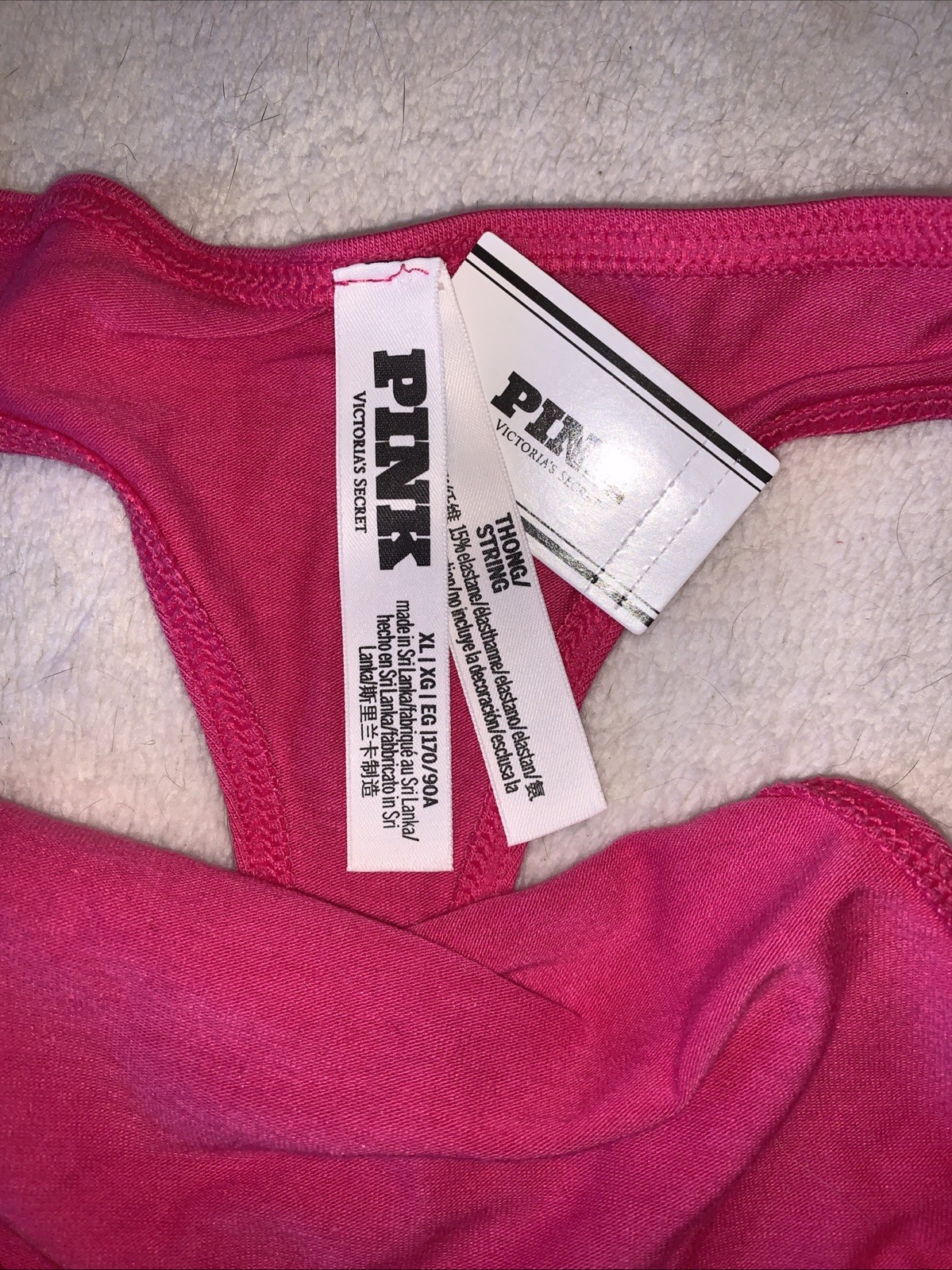 Victoria’s Secret Pink Thong String Cotton Panties XL Logo Band Pink NWT’s
