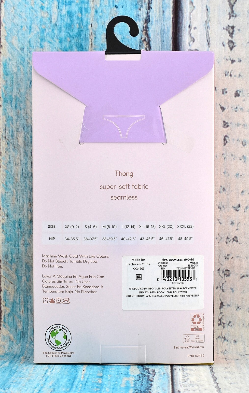 Women’s Joyspun Cotton Thong Underwear (6 Pair) L, 2XL Multicolor 01 NEW BOX