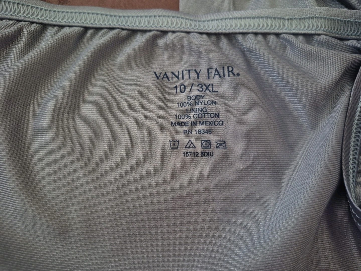 Nwt Vanity Fair 3XL/10 Nylon Semi Sheer Silky FullCut Briefs Granny Panties Blue