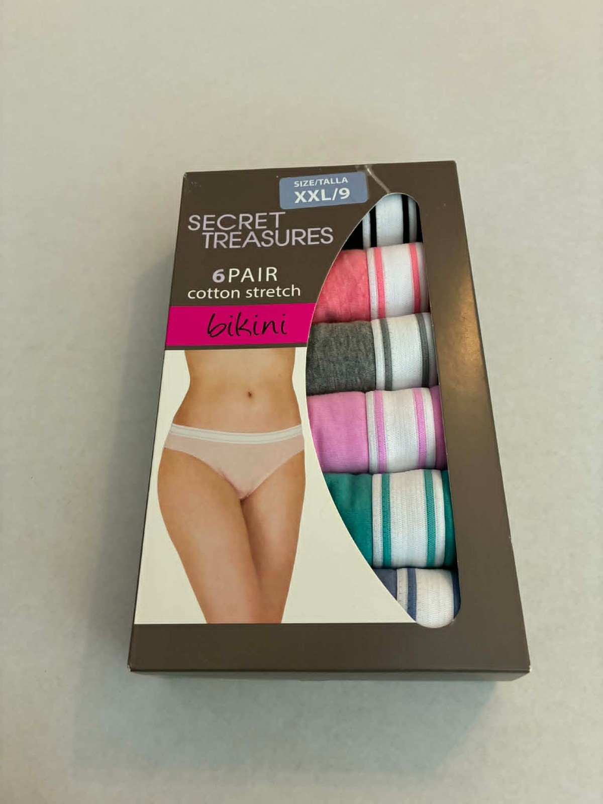 Secret Treasures Cotton Stretch Bikini Panties XXL/9 6 Pack Womens Underwear
