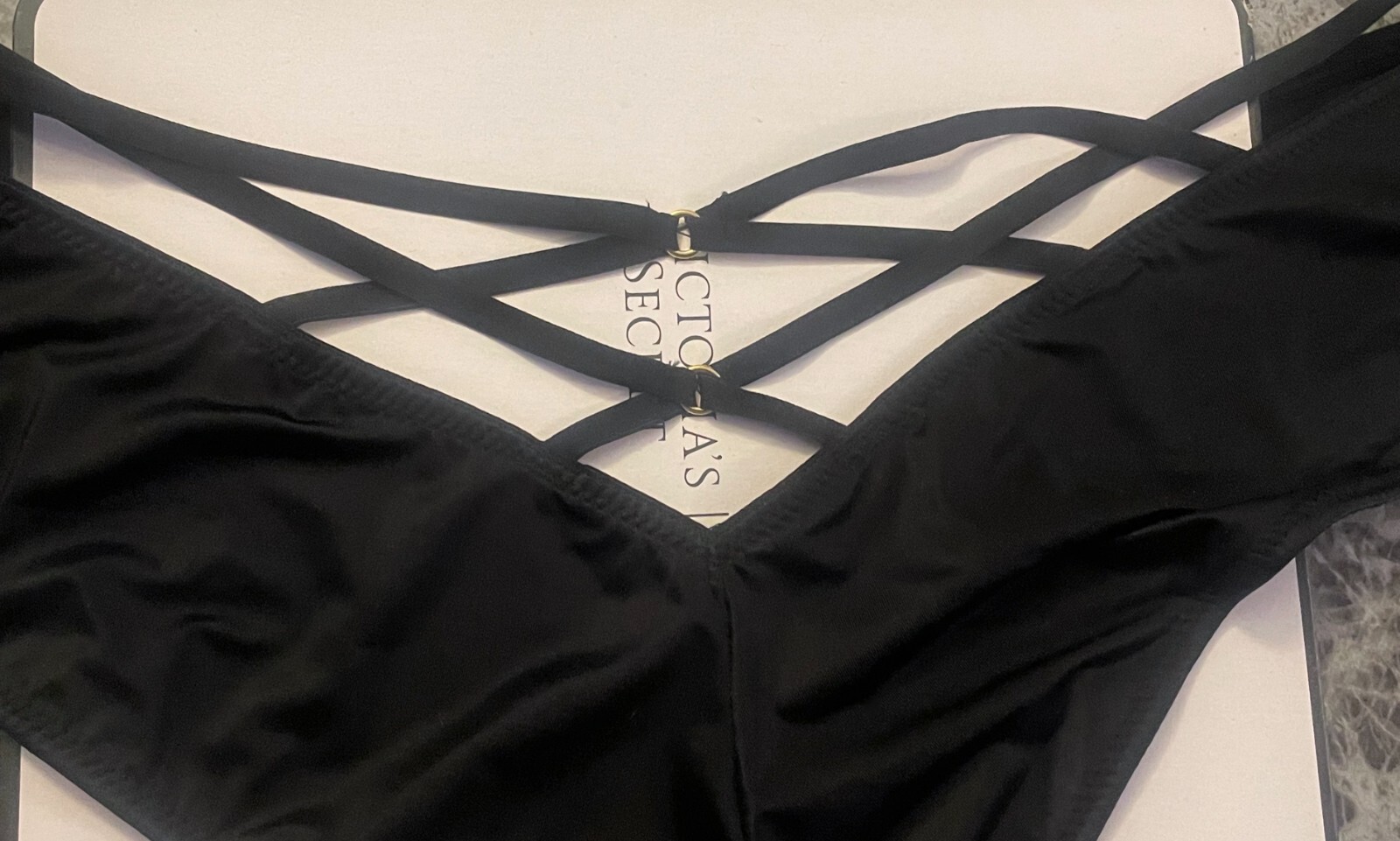 NWT VICTORIA’S SECRET BLACK SATIN SMOOTH STRAPPY BACK HIGH LEG CHEEKY PANTIES