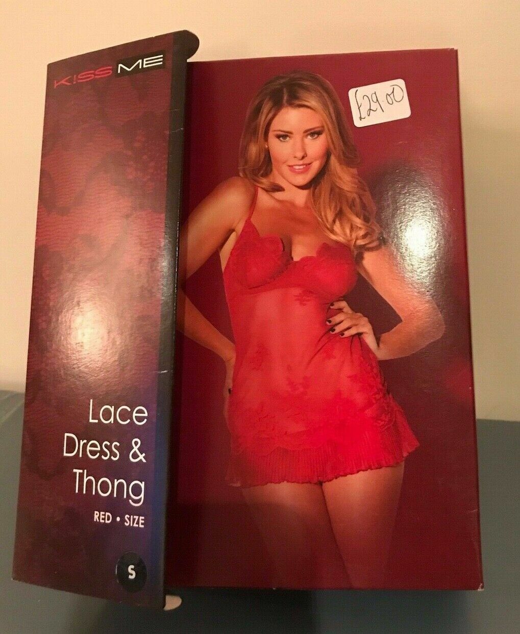 KISS ME RED SEXY BEDROOM DRESS & THONG Sz SMALL GIFT PRESENT CHRISTMAS BIRTHDAY