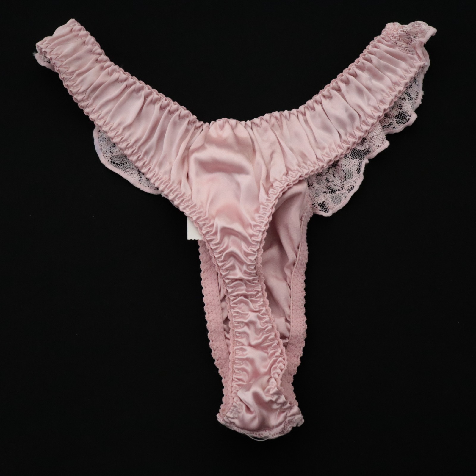 NEW Classified VTG 90s Mervyn’s Satin Lace High Hip Cut Thong Panty LARGE