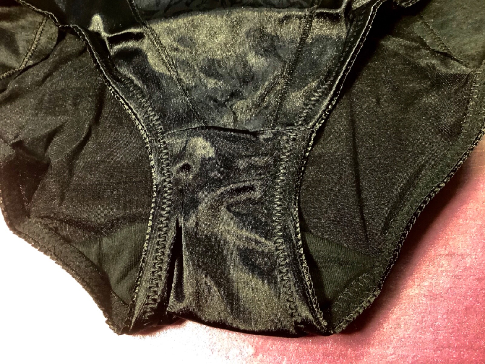 Women Panties,Briefs”Eva Cervantes”Size L. Black Soft shiny Satin W/decoration