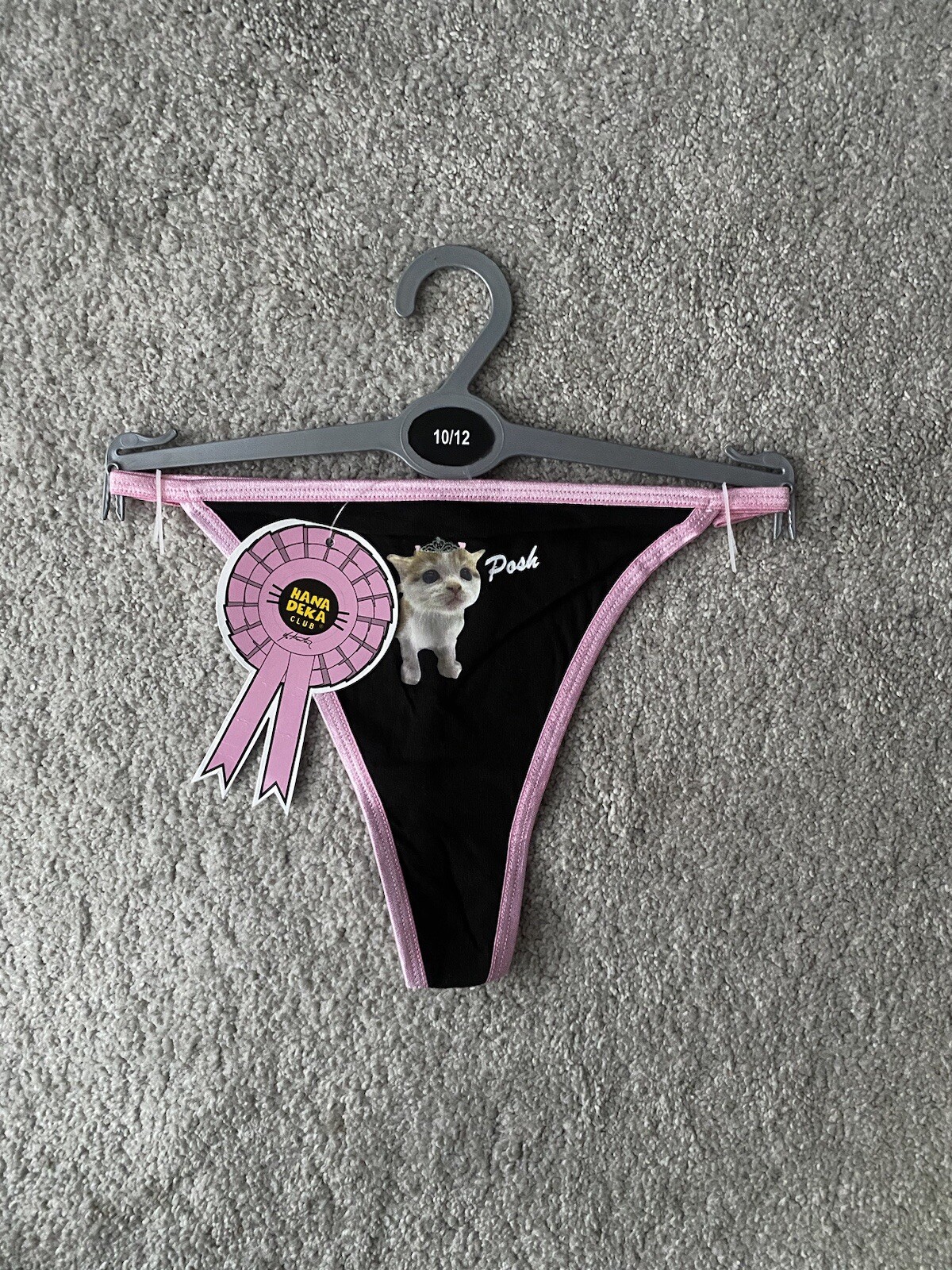 Black Hana Deka Club Ladies Thong Under Wear brand new Size 10/12 With Tags