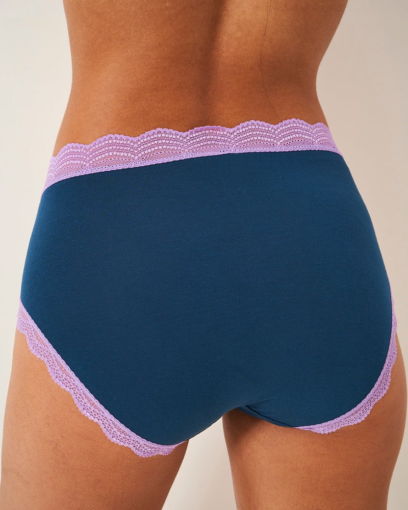 Stripe and Stare Midnight Blue Neon High-Rise Sustainable 4 Pack Boxed Knickers