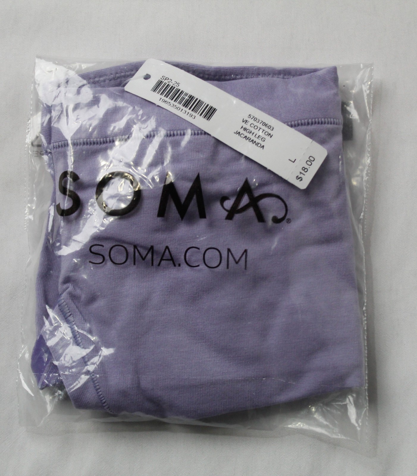 Soma Women’s Vanishing Edge Cotton Bikini Panty NN7 Jacaranda Purple Large NWT