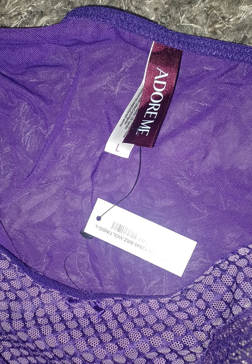 Adore Me/VS Lace & Mesh Brazilian Panty NEW Large Purple
