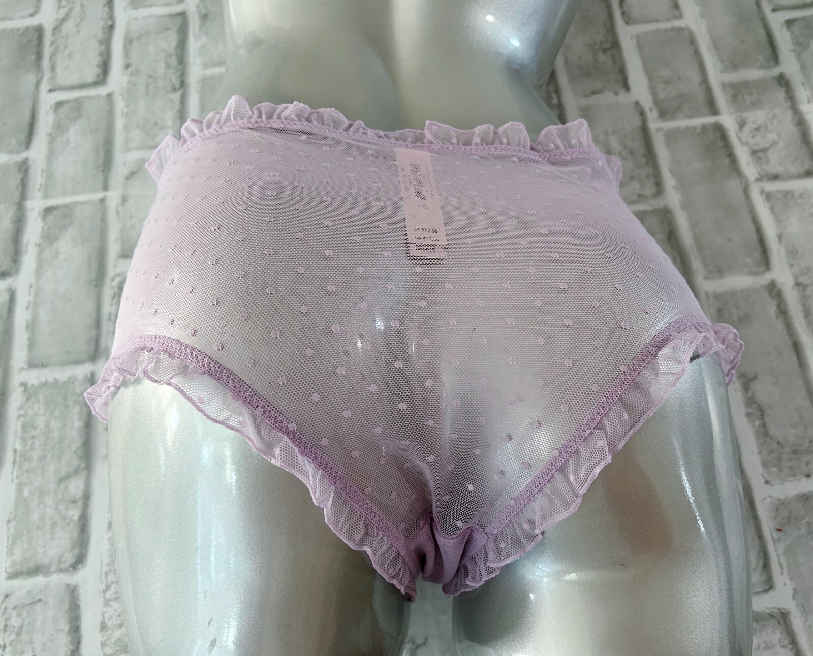 Nwt Victorias Secret The Lacie Dot Mesh Ruffled Cheeky Panty Hope Lilac XL