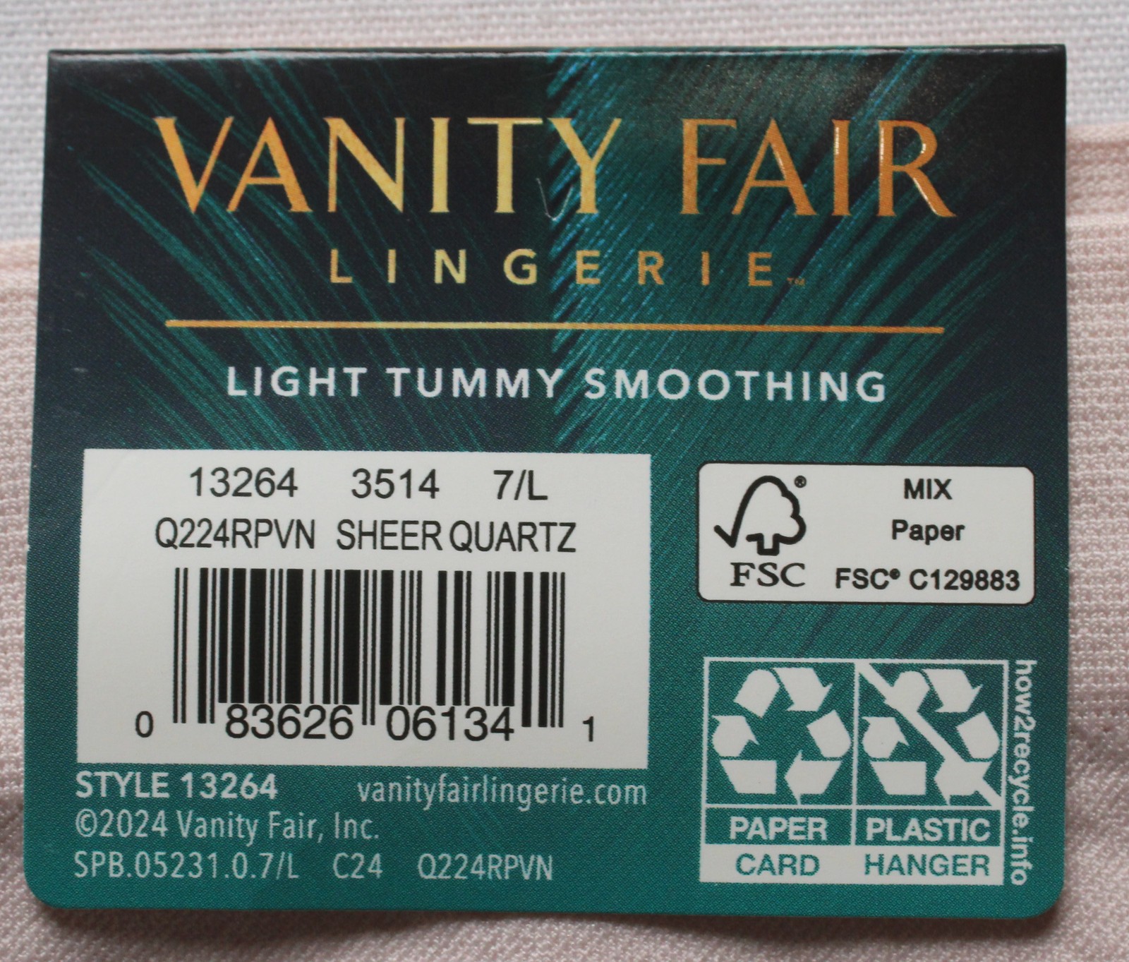 Vanity Fair Women’s Smoothing Comfort Seamless Brief EH6 Sheer Quartz Large NWT