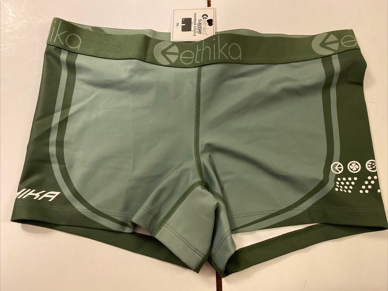 Ethika Olive Green Subzero Staple Boyshort Underwear Briefs Womens Sz XL