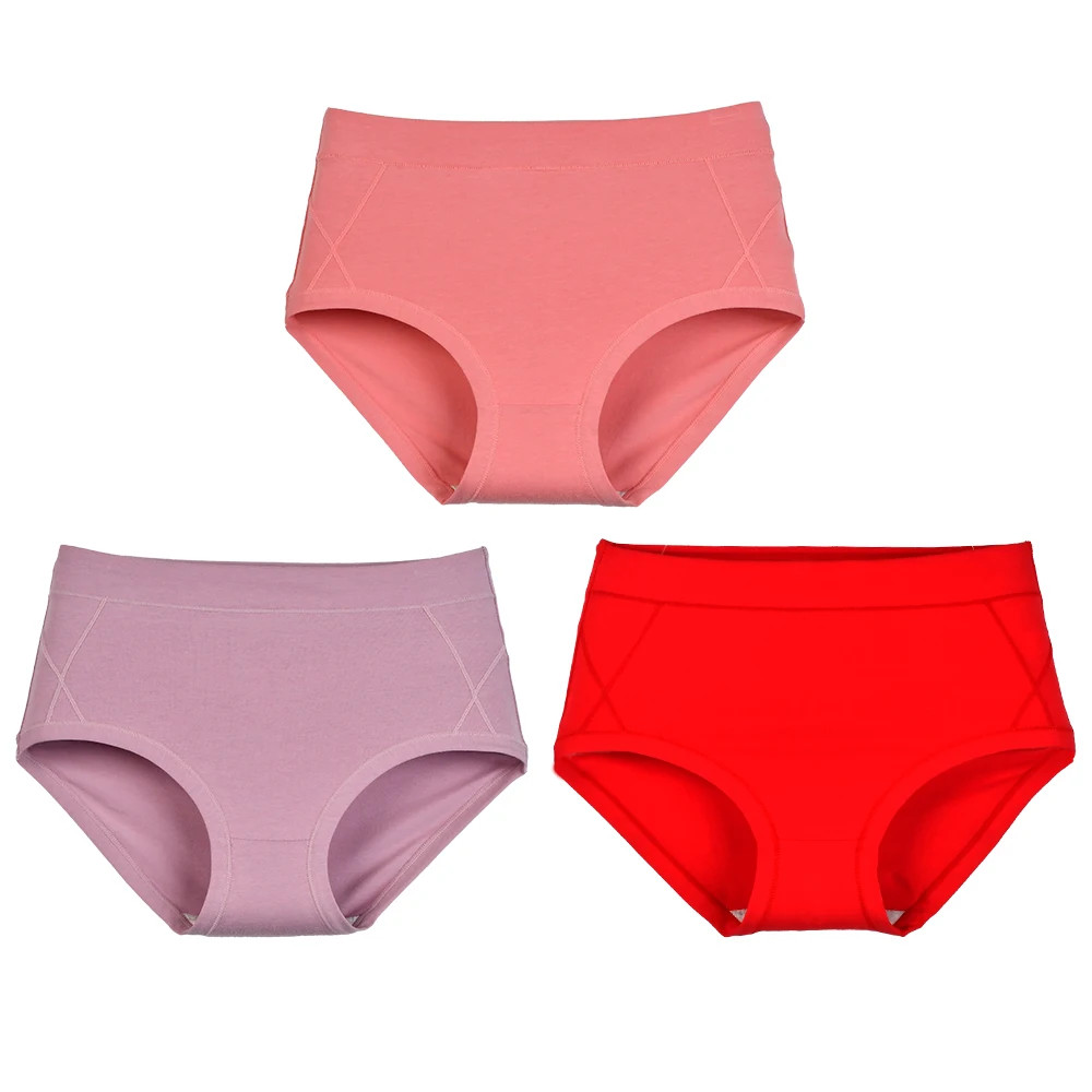 Cotton Brief Panties High Waist Women’s Soft Breathable Underwear 3 Pcs