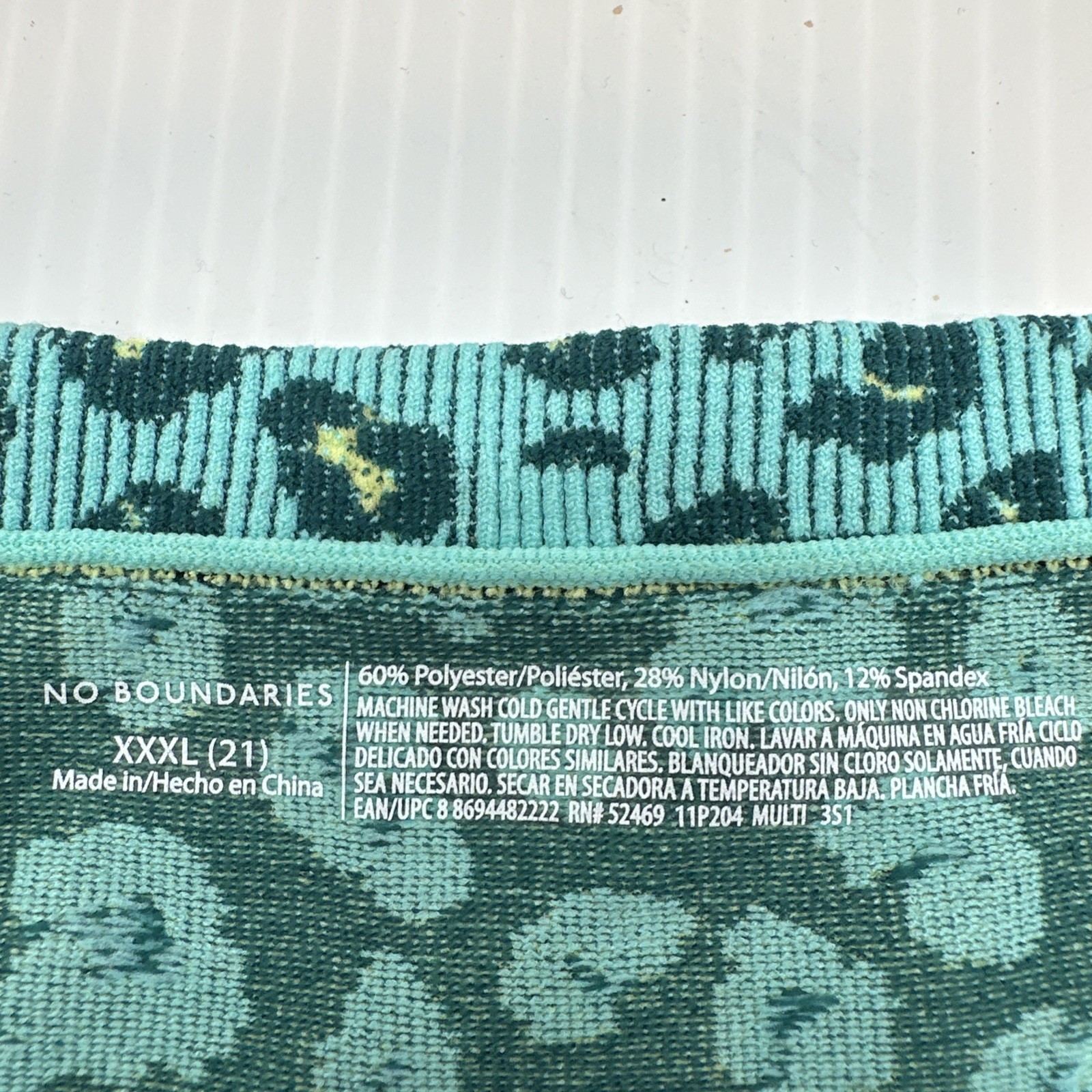 No Boundaries NOBO XXXL (21) Thong Panties Set of 3 Teal Cheetah,Black,Green {54