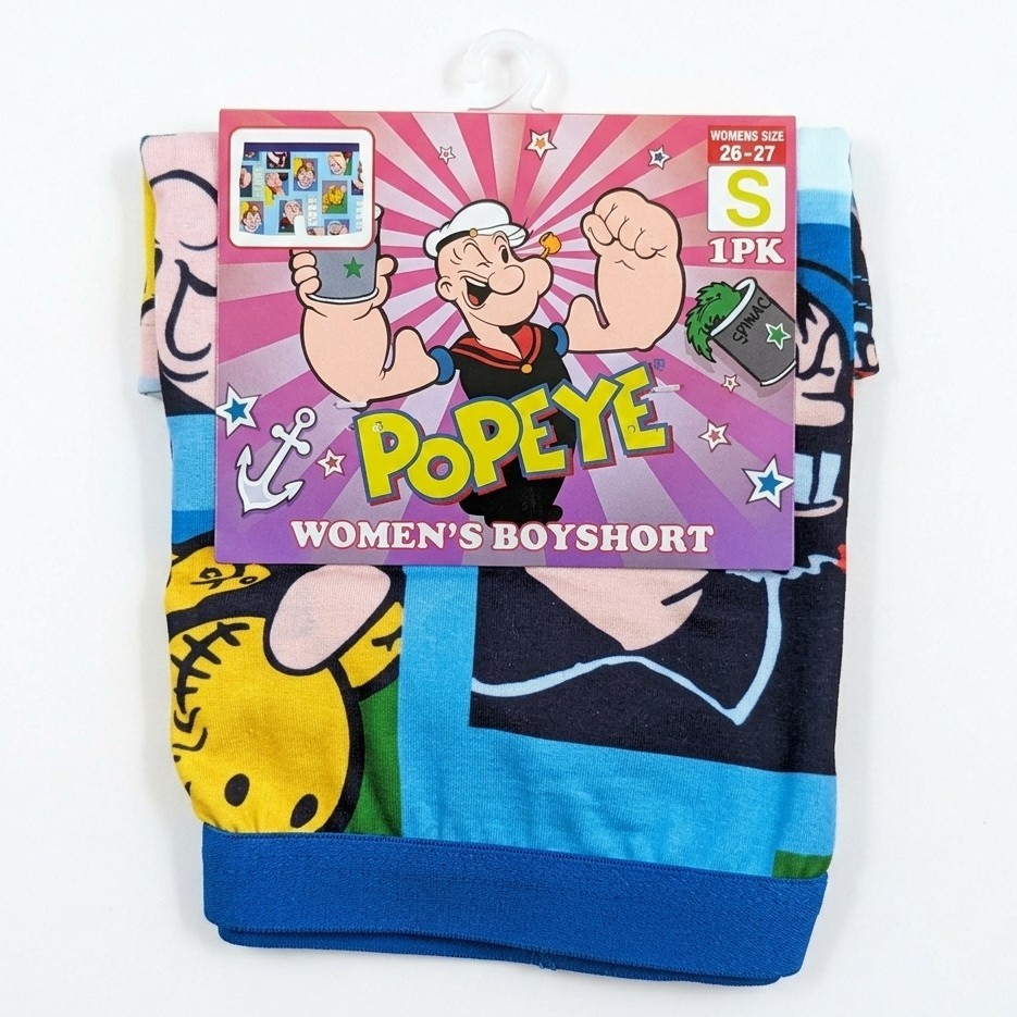 Popeye Women’s Boyshort Panties S Multicolor Graphic Print Stretch 1 Pack