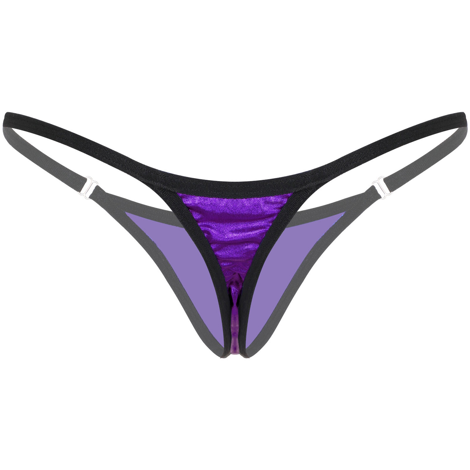 Womens Shiny Metallic PVC Leather Low Rise Bikini T-back String Thongs Underwear