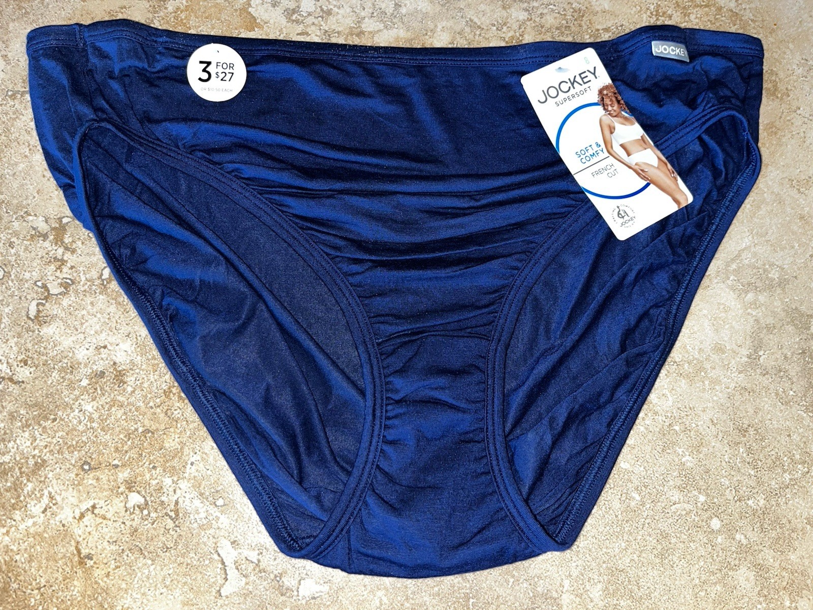 NWT Jockey Navy Blue Elance Supersoft French Cut Panty 2160 Sz 8