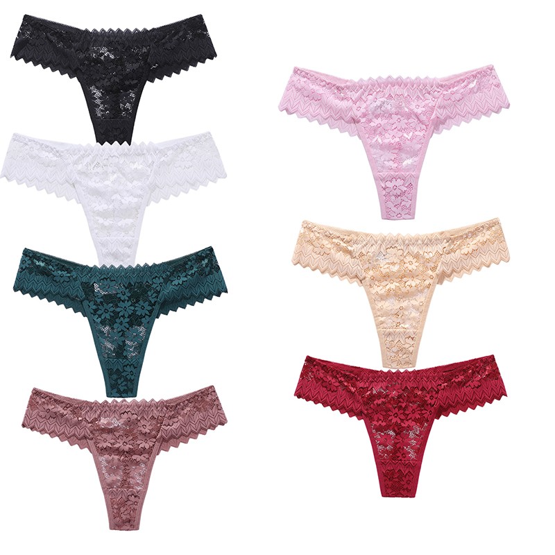 4 Pack Lot Sexy Womens See Through Lace Panties Thongs G string Briefs Underwear