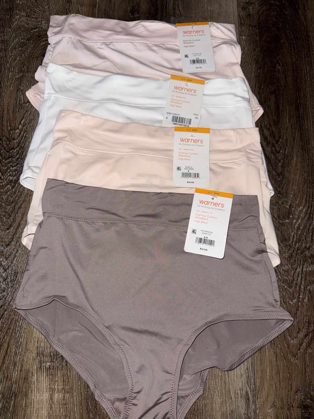 Warners ~ Womens Brief Underwear Panties Polyester Blend 4-Pair (A) ~ S/5