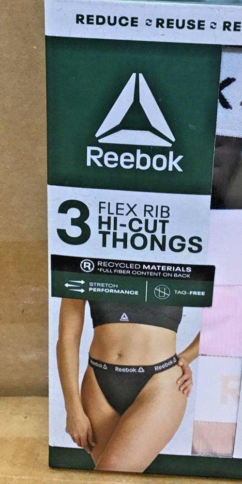 Reebok Flex Rib Hi-Cut Thongs Stretch Performance Tag Free Multicolor 2XL F21