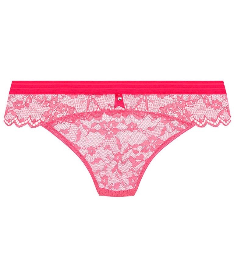 Freya Offbeat Brazilian Brief Pink Lace Size XL 16 18 Cheeky Knickers Red 5457