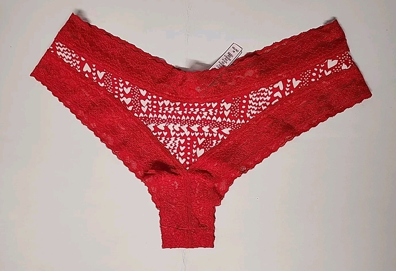 Victoria’s Secret 95% Cotton/ 5% Elastane Panties Medium Red Lace Trim Cheeky