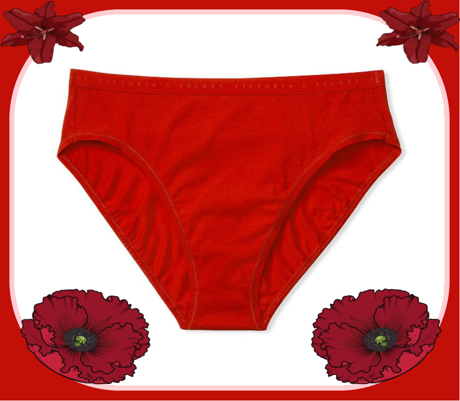 M XL Red Lipstick Stretch Cotton Victorias Secret High-Leg Waist Brief Panty