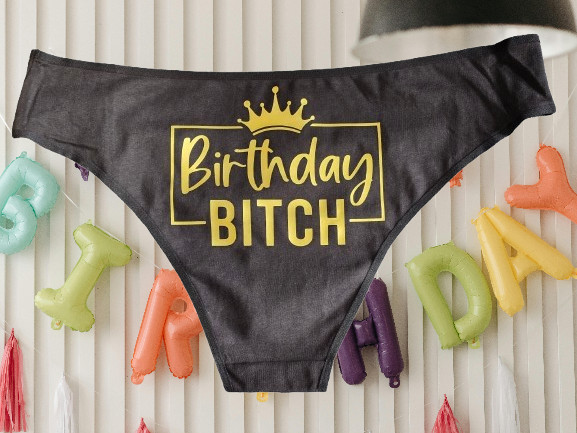 Happy Birthday BITCH Lingerie Panties Pants Underwear Funny Gift Party Dress Up
