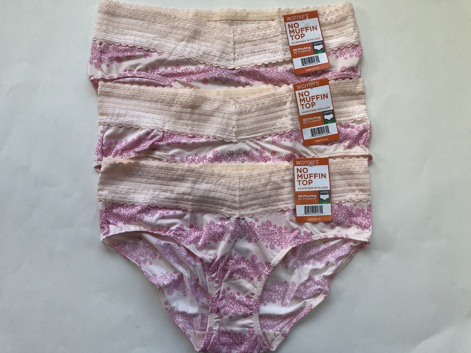NWT Warner’s No Pinching, No Problems Hipster Panties 5609J 3 Pairs Size L 7