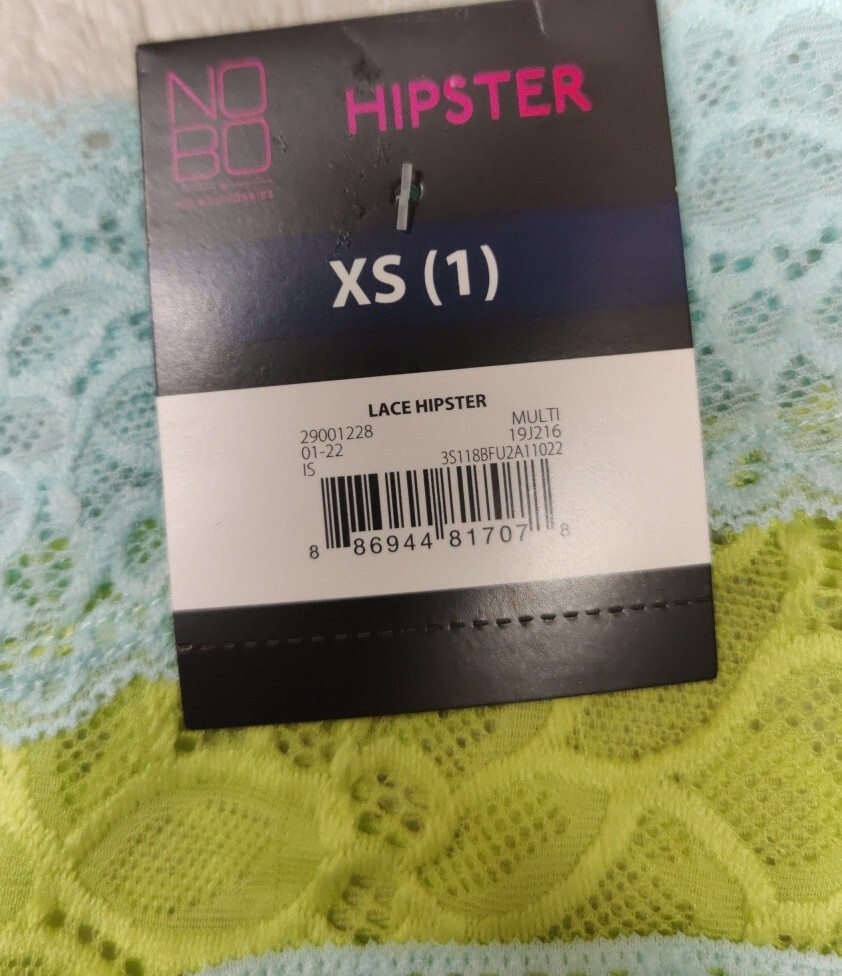 • NWT No Boundaries Stretch All Over Lace Hipster Panties Size XS Blue and Green