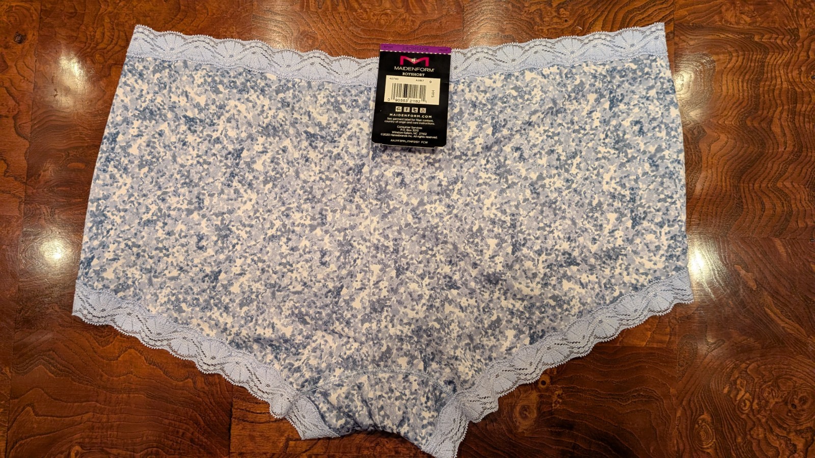 NWT Maidenform Fabulous Fit Boyshorts 40760 & Lace Trim In Assorted Blues 9/2XL