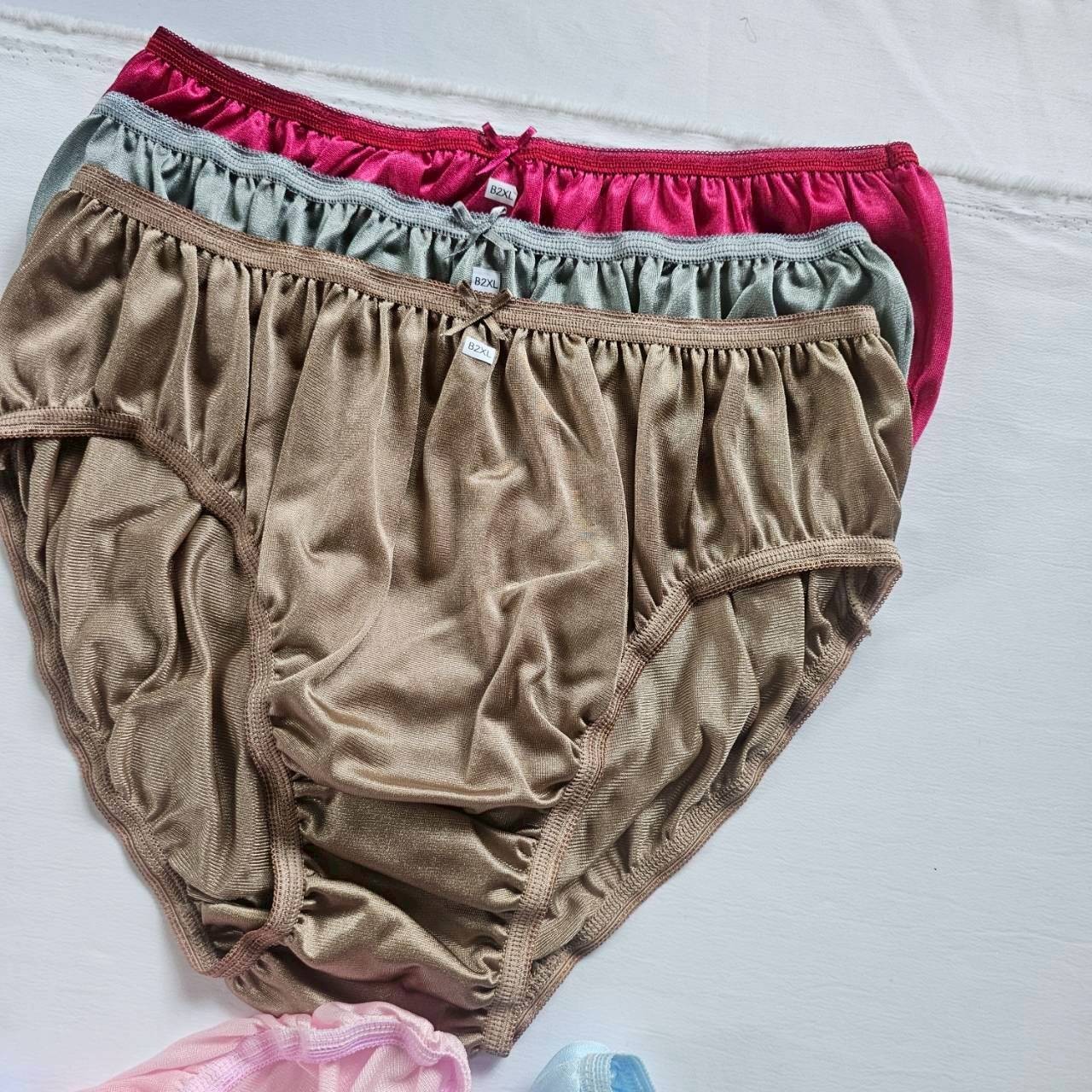 12 Big Bikini Underwear Nylon Woman Panties Soft Smooth Briefs Mid-Waist/Mix/2XL