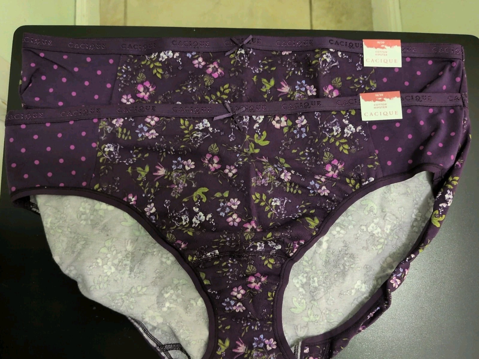 Lane Bryant 18/20 Cotton Hipster SET 2 NEW W TAG Purple Ditsy Floral Dot