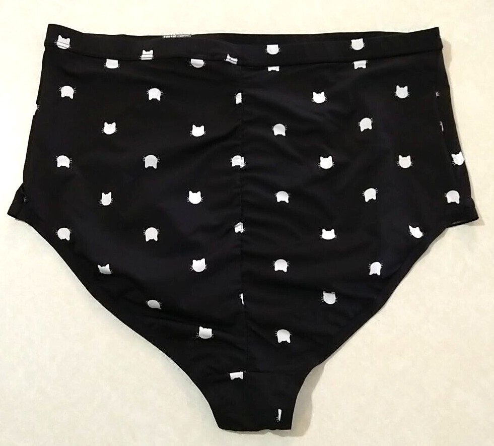 Torrid Adorable Black Cat Phase Print Retro High Rise Brief Panty Plus SZ 1 NEW