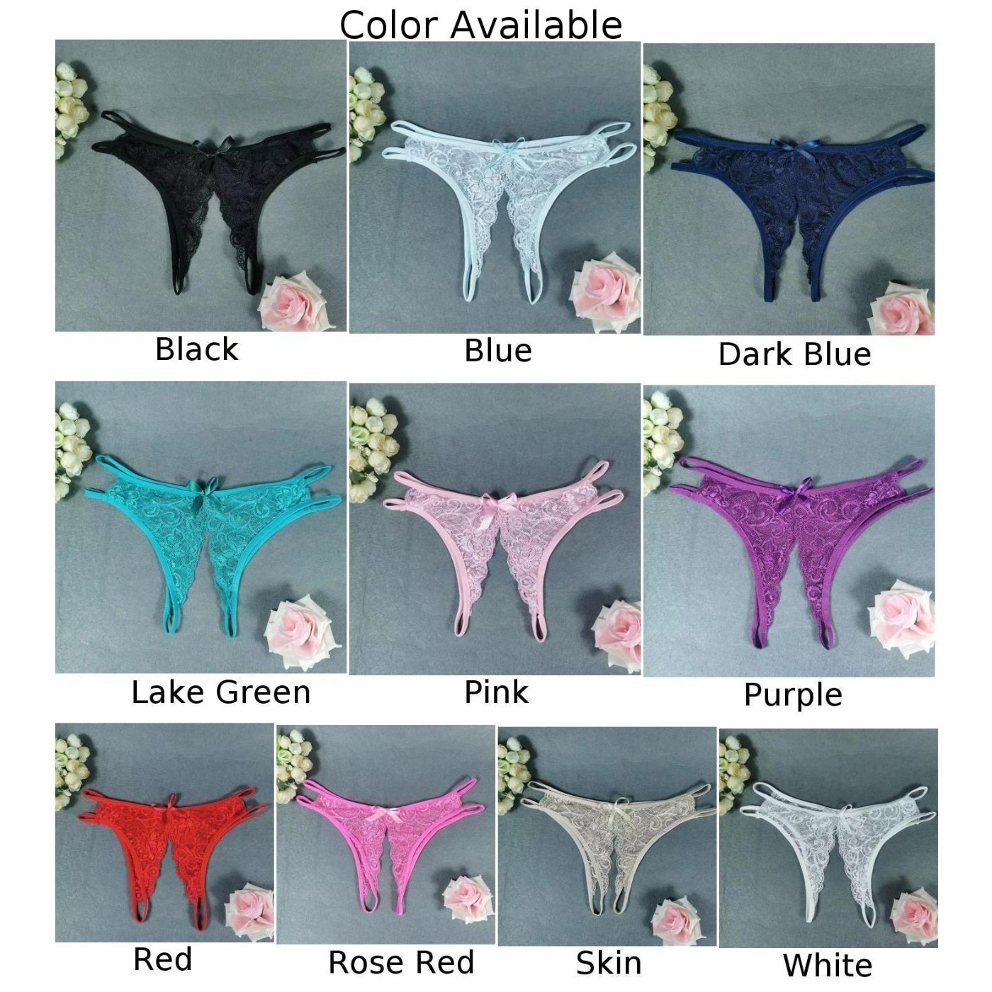 Briefs 1*Panties Multiple Colour One Size Open Crotch See-through Sheer
