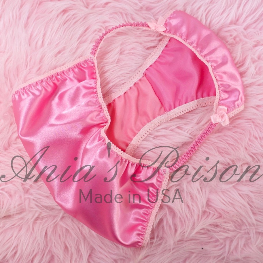 Satin Sissy panties New CANDY Pink shiny women’s Duchess Cut string bikini