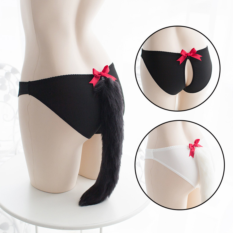 Women Cute Sexy Brief Panty Detachable Fox Tail JapaneseStyle Cosplay Underwear